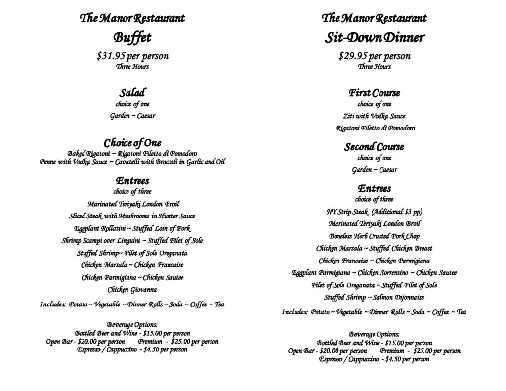 Banquet | The Manor Restaurant